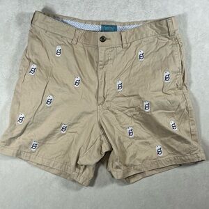 Men's Castaway Nantucket Size 35 Embroidered Beer Chino Shorts C13